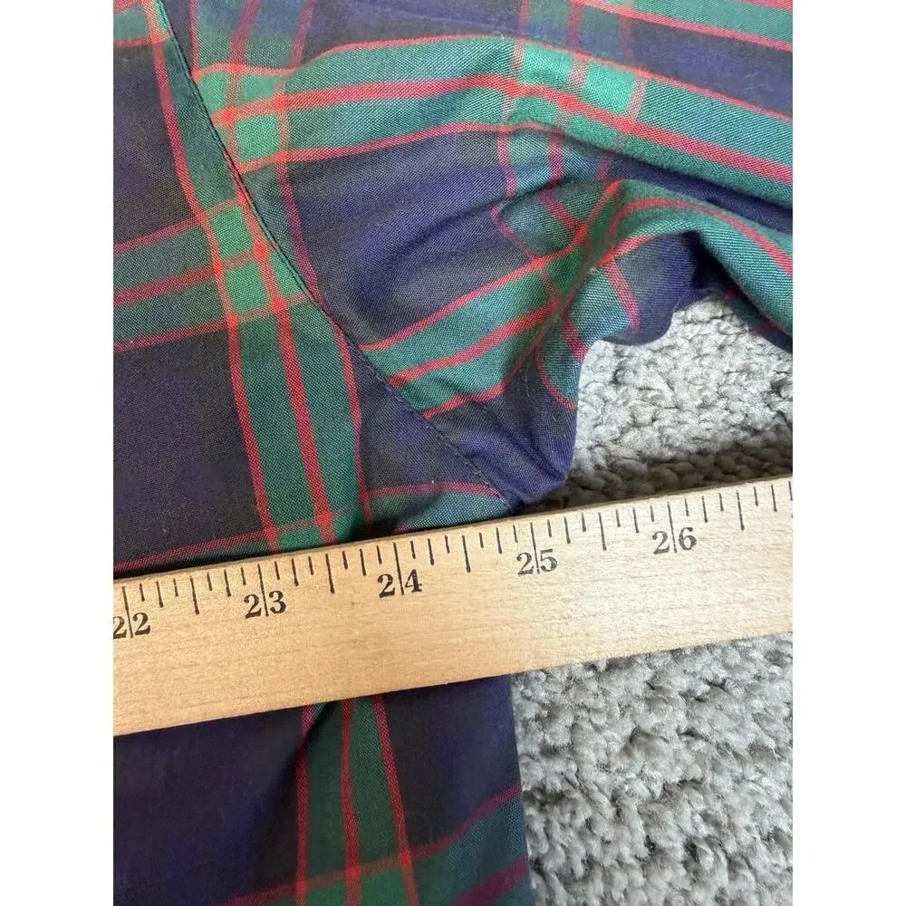 VINTAGE St Andrews The Old Course Windshirt Shirt Mens L Blue Tartan Plaid Y2K